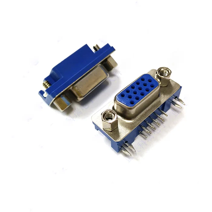 200 шт. DB15 DR15 3 ряда синий параллельный порт 15 Pin D Sub Female Way PCB 90 градусов Разъем