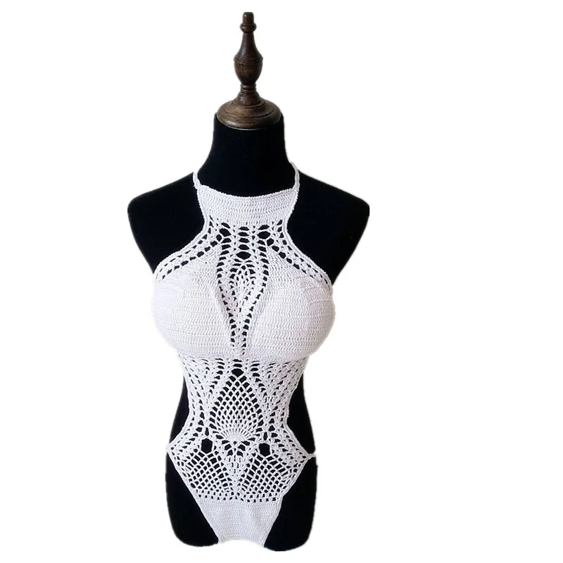 

European and American hot sale new AliExpress hand-knit one-piece bikini outdoor beach bath hot spring bathing suit light green
