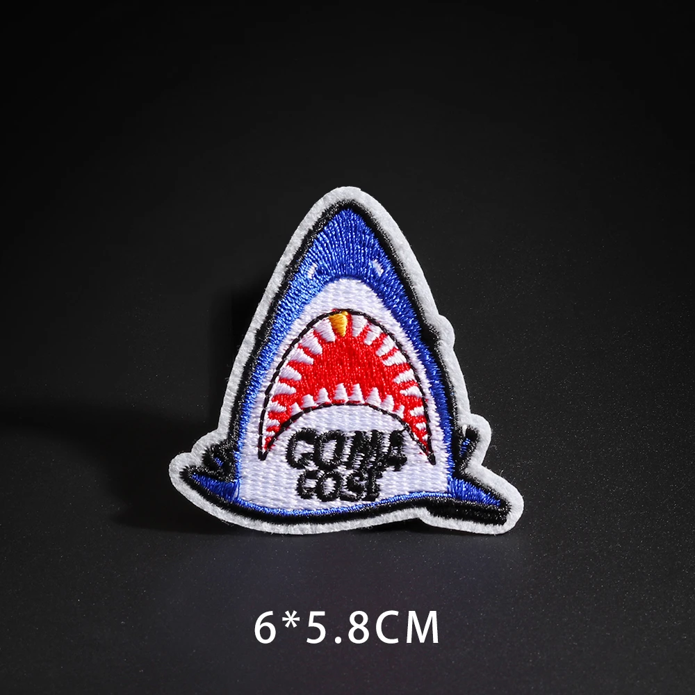 Специальный персонаж Акула Вышивка Патчи для одежды Аппликации утюгом письмо