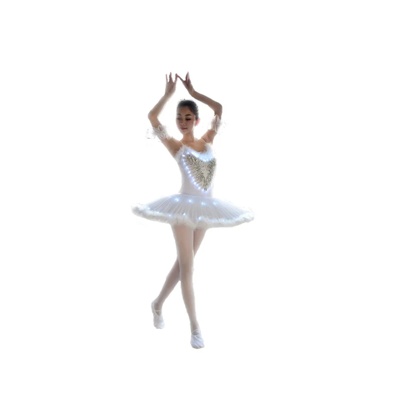 

Luminous Ballet Children's Dance Costumes Cygnet Dress Adult Fluorescent LED Performance Costume
