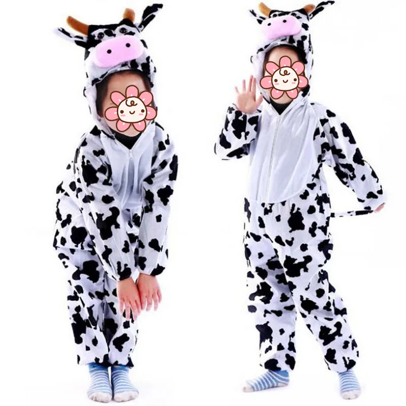 Детский костюм с животными для мальчиков и девочек Комбинезоны косплея молочной