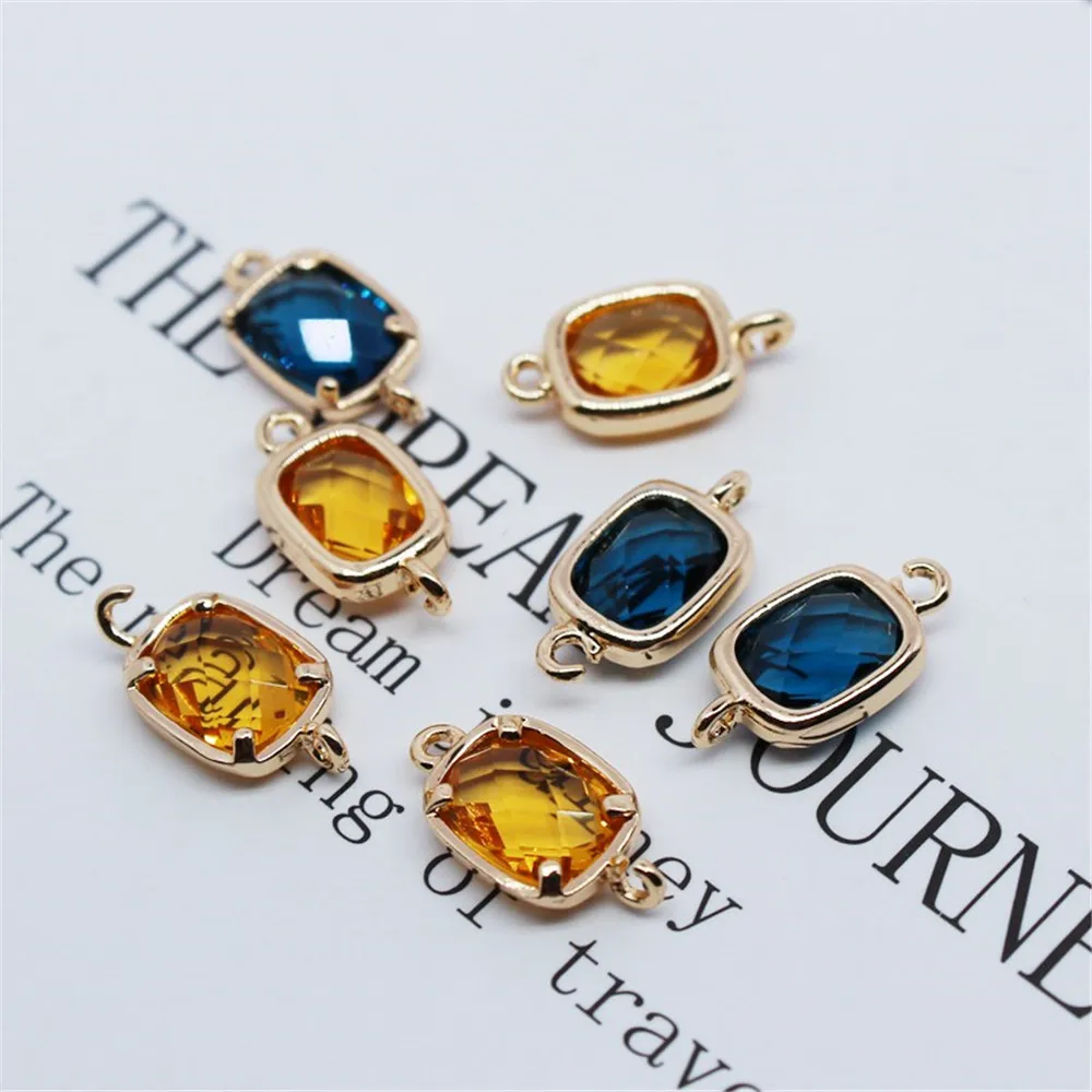 

Real 14K Gold Plated Cut glass crystal band pendant Handmade DIY earring accessories homemade earring material