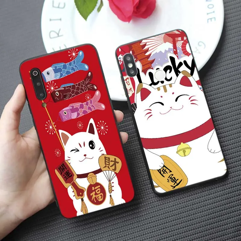 Кот приносящий удачу для samsung galaxy a50 a70 a30 a40 a20 s8 s9 s10 плюс мягкий силиконовый чехол