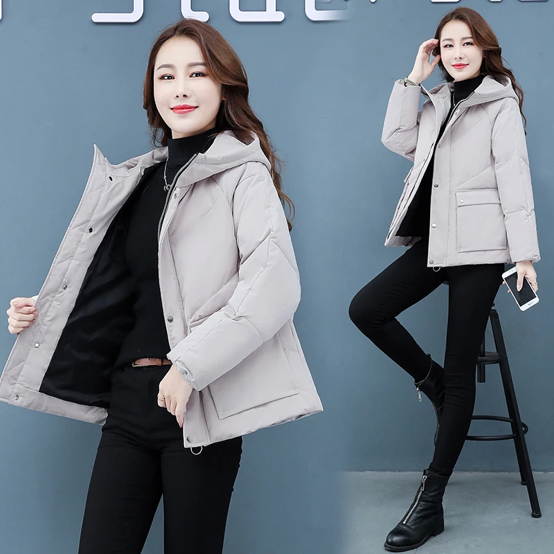 2020 New Women'sjacket with ahood Thicken Cotton clothing Tops Winter Fashion short coat Padded jackets women Outerwear trend