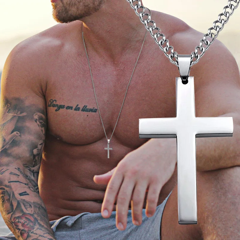 

Fashion Classic Cross Men Necklace Stainless Steel Chain Pendant Necklace for Men Jewelry Gift 2021