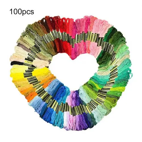 100pcs 24/36/50/100 штук/упаковка для вышивания из искусственного шёлка 800 см вышивка крестиком DIY искусство плоты нитки мулине швейные нитки Handkitting инструменты - Цвет: 100pcs