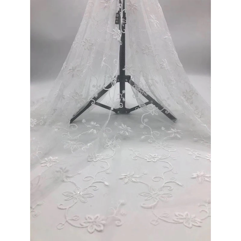 Африканская кружевная ткань с белыми цветами Новое поступление 2020 высокое