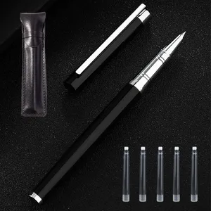 1 шт. перьевая ручка Jinhao Экстра тонкийтонкий наконечник Нержавеющаясталь черный металлический краска для написания школьные канцелярские принадлежности