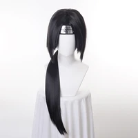 itachi uchiha long straight black uchiha itachi cosplay wig heat resistant synthetic wigs headband wig cap