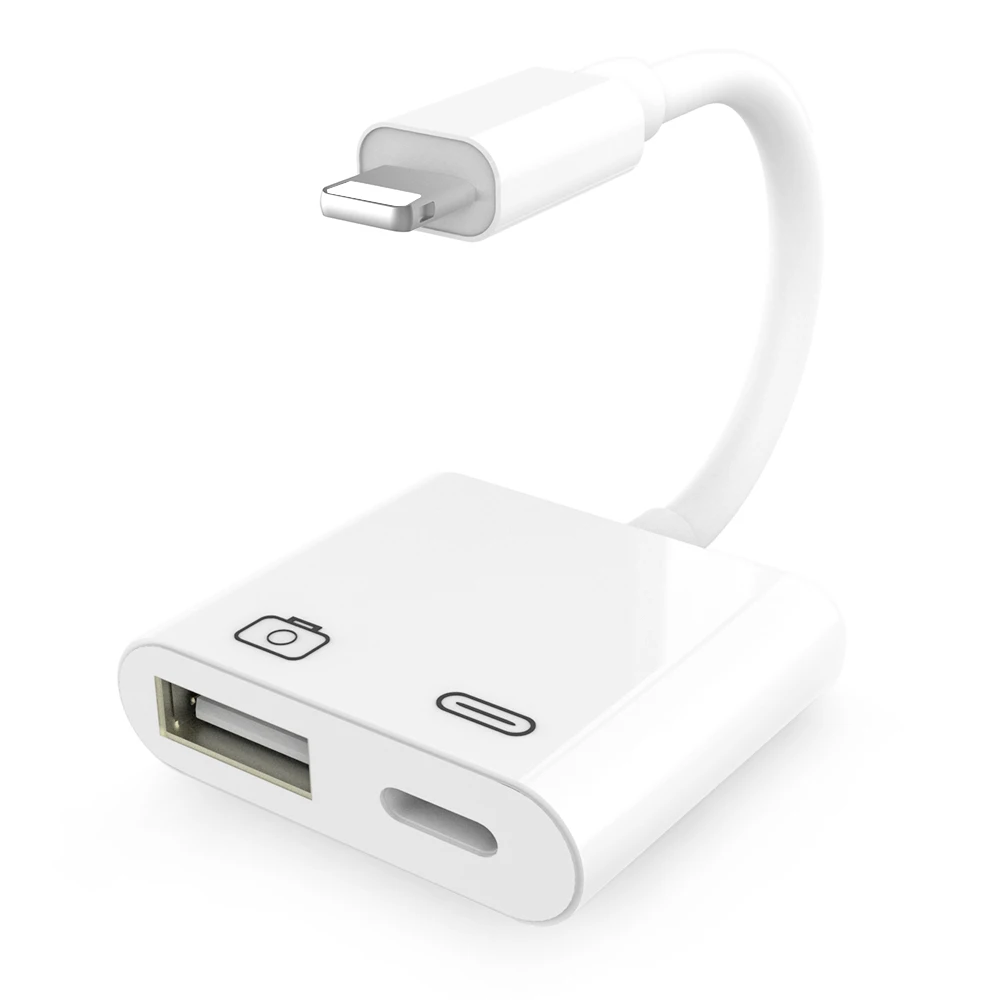 Белый OTG цифровой адаптер для Lightning к USB 3 камера ридер Зарядки Комплекты синхронизации данных для iPhone X/XS/8 P/7/7 P/6/6 S - Цвет: Белый