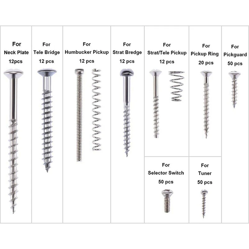 

2box Electric Guitar Screw Kit Assortment Box with Springs for Electric Guitar Bridge,Pickguard Tuner Silver & Black