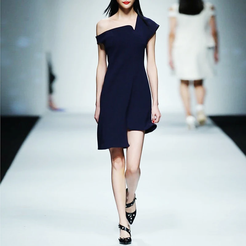 INDRESSME женское облегающее вечернее платье Asmmetrical женское платье на одно плечо Vestidos Новая мода