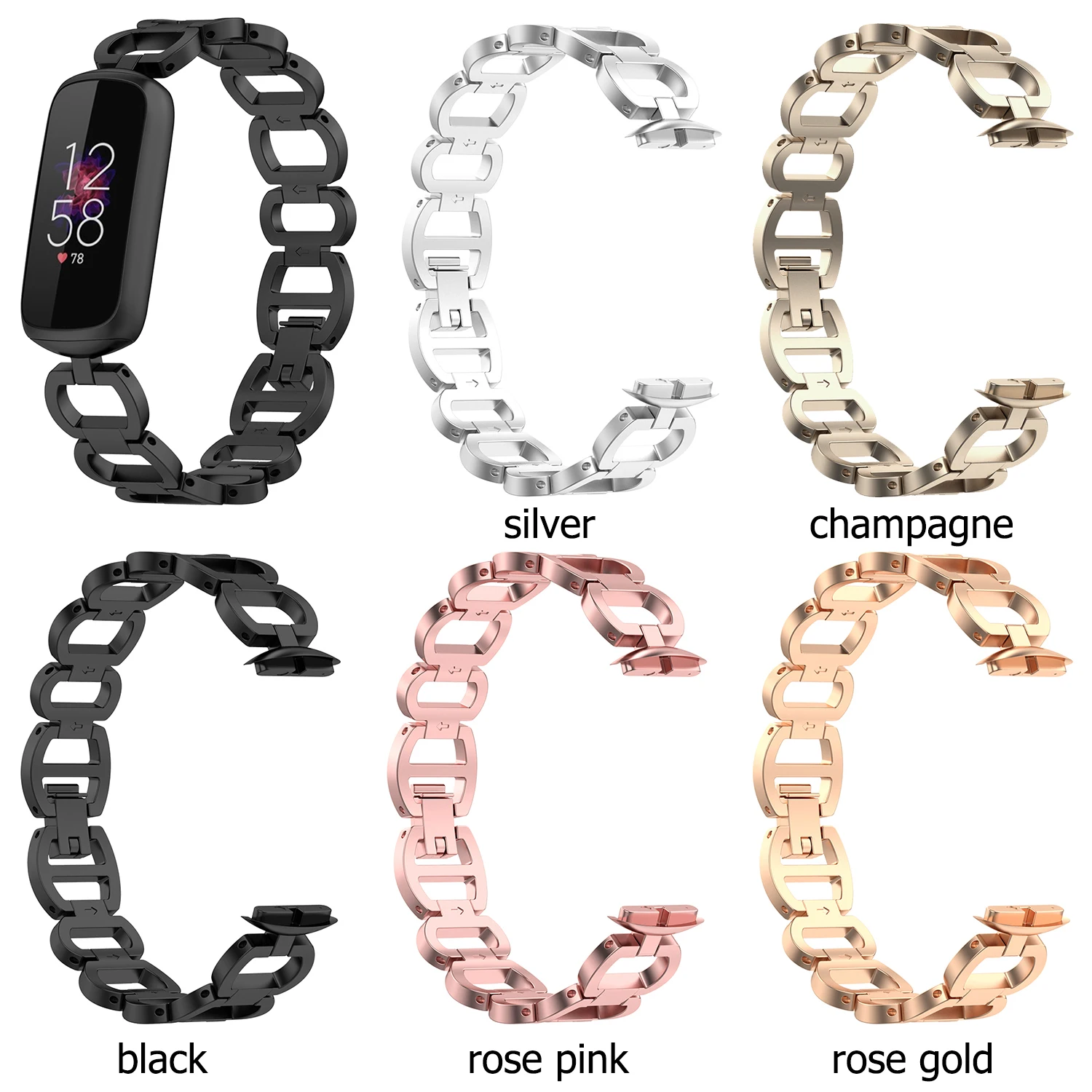 

Metal Band For Fitbit Luxe Wrist Strap For Fitbit Luxe Stainless Steel Bracelet Adjustable Loop Replacement Belt For Lady Women
