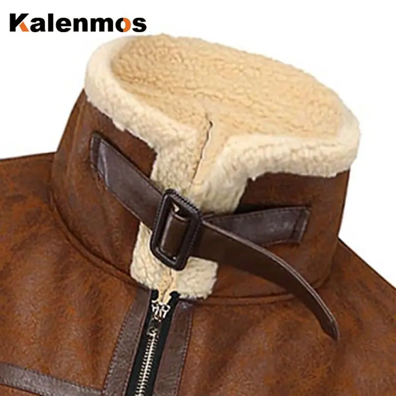 

Coat Men Autumn Winter Vintage Punk Motorcycle Lapel Velvet Thick Warm PU Leather Jacket Plus Velvet Leather Jacket Streetwear