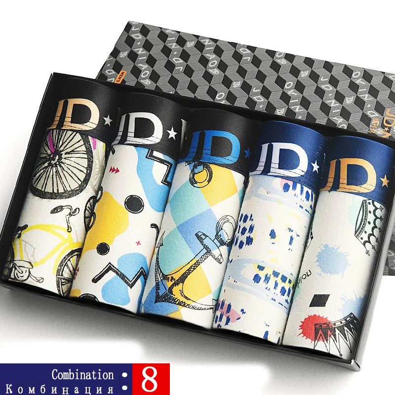 JDN 8 BOX bierdan L-5xL бренд почты боксёрские шорты мужчины mens комфортно мужчин boxershorts хлопок сексуально 5pcs / много cueca 24type мужского нижнего белья трусы мужские трусы-боксеры боксеры нижнее белье трусики - Цвет: JDN 8 BOX
