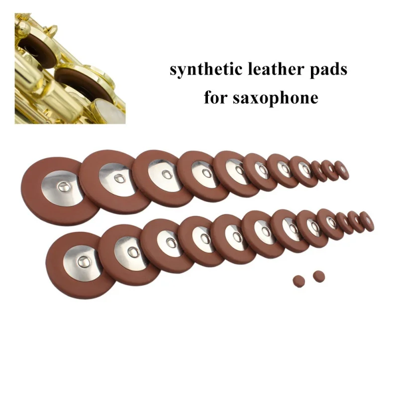 

25pcs/Set Alto Saxophone SAX Replacement Woodwind Brown Fuax Leather Pads Tenor/Alto/Treble