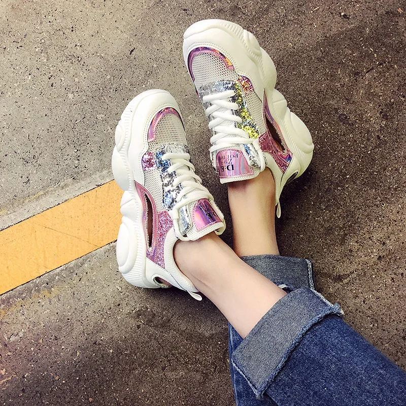 

DOGEEK Women's Shoes Sneakers Summer Breathable Casual Shoes Mesh Style Lace-up Sneakers Platform Platform Comfortable Shoes