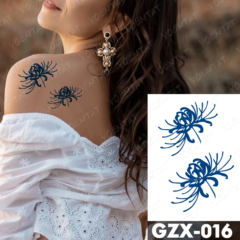 

Juice Lasting Waterproof Temporary Tattoo Sticker Chrysanthemum Mandala Flower Flash Tattoos Female Arm Body Art Fake Tatto Male