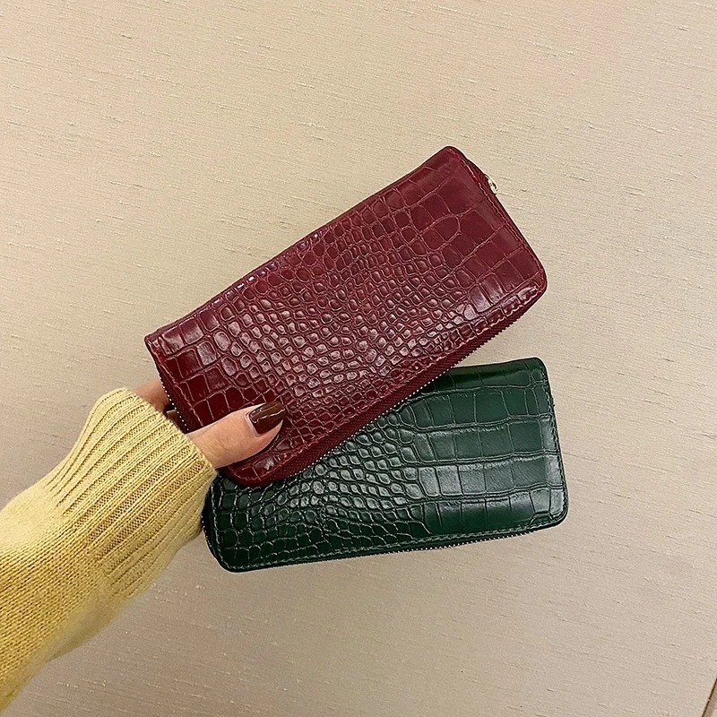 Модные женские кошельки из мягкой кожи длинный женский кошелек на молнии клатч