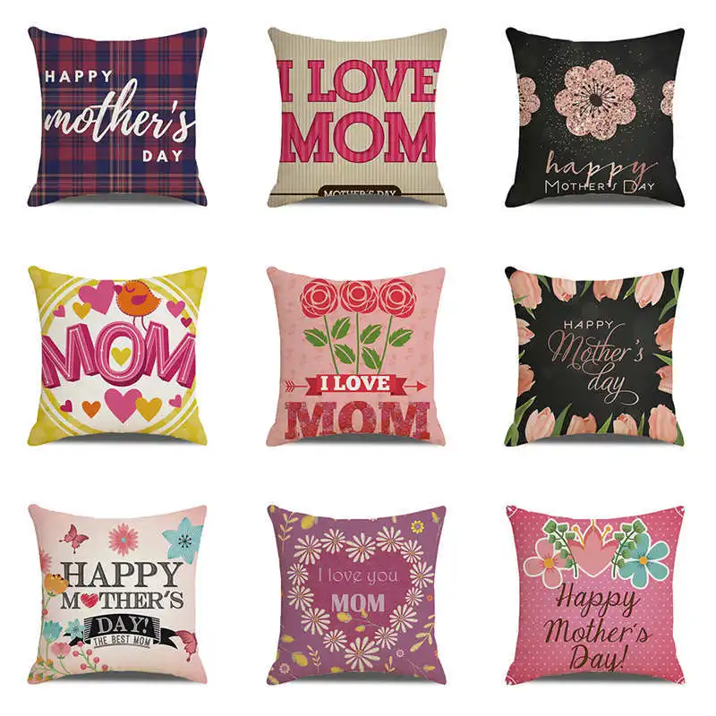 

Single Side Print Sqaure Imitation Linen Cushion Cover Seat Sofa Throw Pillow Cases Home Decor 45x45cm Happy Mother's Day