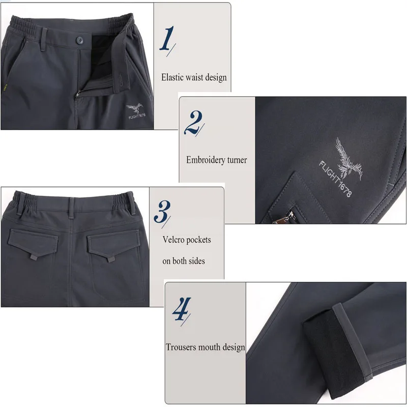 NUONEKO Men's Thick Fleece Hiking Pants Winter Men Warm Softshell Trousers Outdoor Sports Trekking Skiing Waterproof Pants PM32