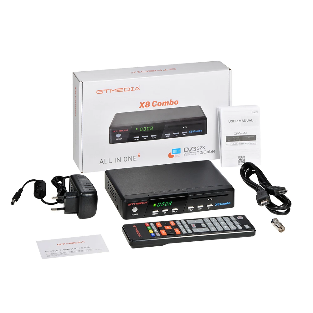 

GT X8 DVB-S2/S2/S2X, DVB-T2 Muli-T2MI/ 2,4 Wi-Fi HEVC 10