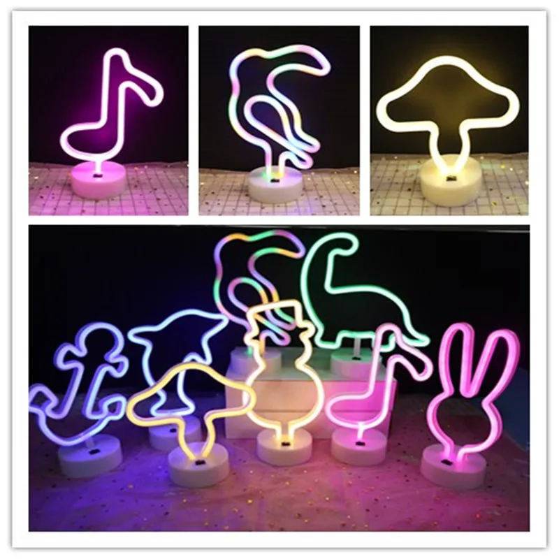 

Christmas Gift LED Neon Light Rabbit Snowman Mushroom Sign Neon Lamp for Party Wedding Bedroom Home Decor Night Lamp USB/Battery