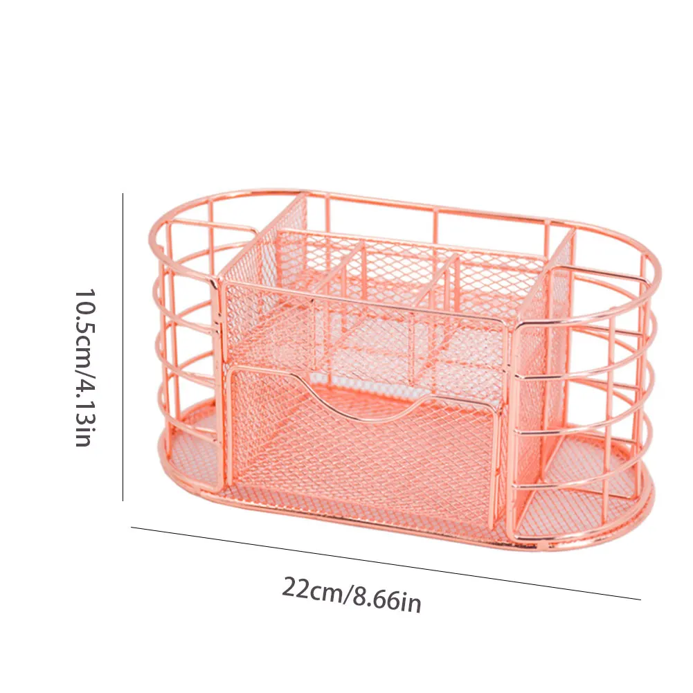 

Rose Gold Mesh Desk Organizer with Drawer Metal Multifunctional Holder Storage Container Pencil Pen Holder For Neatening Tools