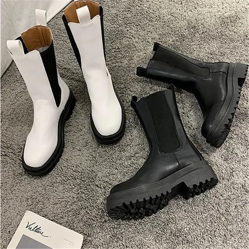 Женские ботинки на массивном каблуке Женская обувь Весенние брендовые