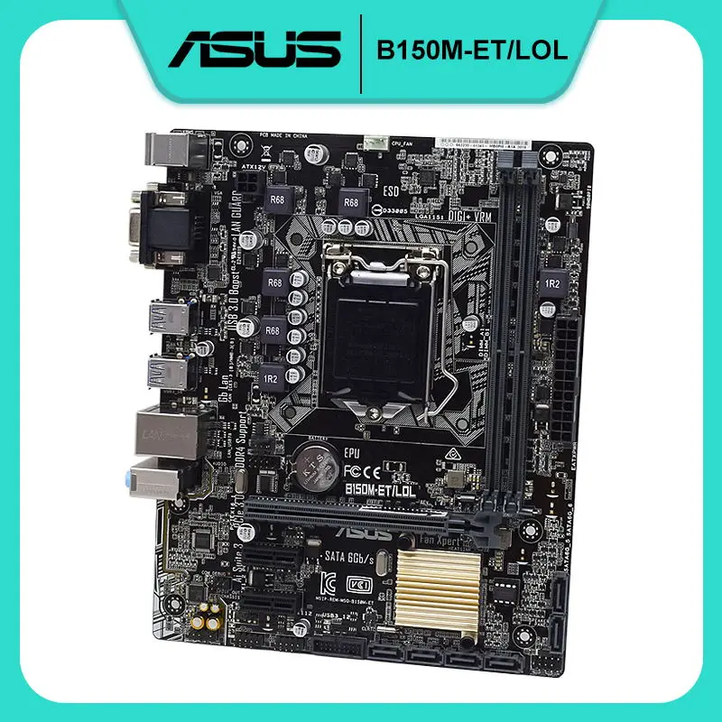 

Материнская плата ASUS B150M-ET/LOL LGA 1151 Intel B150 B150M DDR4 Micro-ATX VGA DVI оригинальная материнская плата