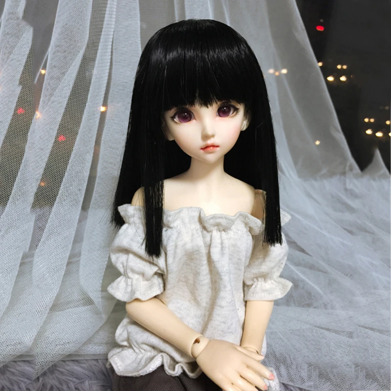 Парик Allaosify Bjd 1/3 1/4 1/6 1/8 1/12 черно серая аккуратная челка кукольные Волосы средней