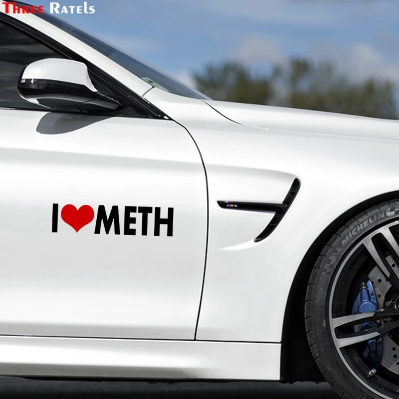 Виниловая наклейка Three Ratels FTZ-175 #30x7 2 см Meth I Love в виде сердца декоративная на бампер