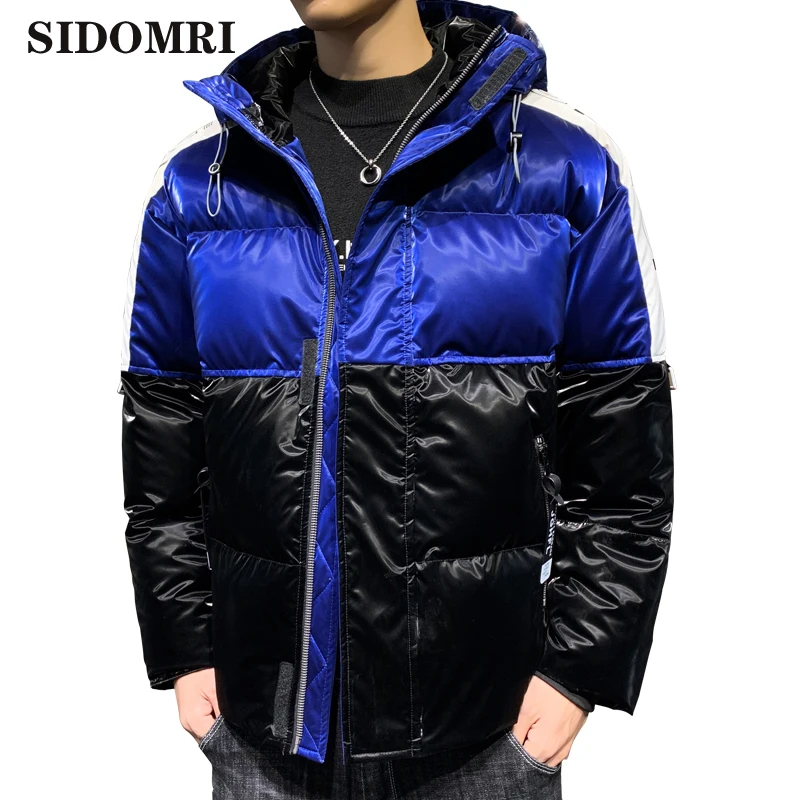 Down jacket men new winter trend is cool popular logo keep warm  lightweight short  thick overalls  glossy coat and down jackets