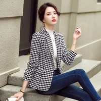 professional autumn plaid single button notched blazers for women formal ladies jackets 4xl green black business