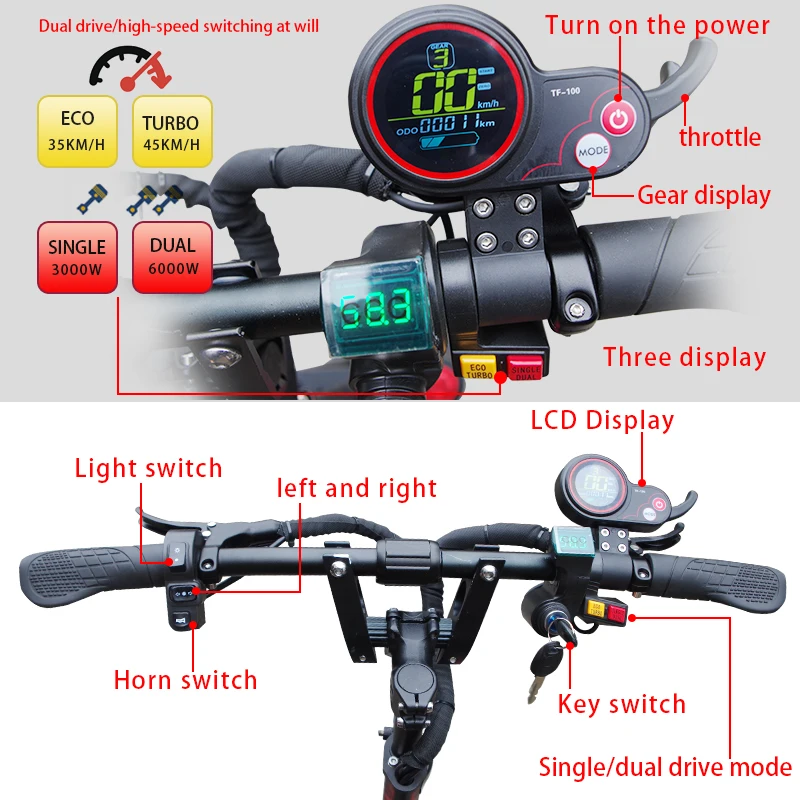 

6000W Adult Electric Scooter Max Speed 90 Km/h Foldable Hoverboard Fat Tire Electric Kick Scooter Double SuspensiE Scooter