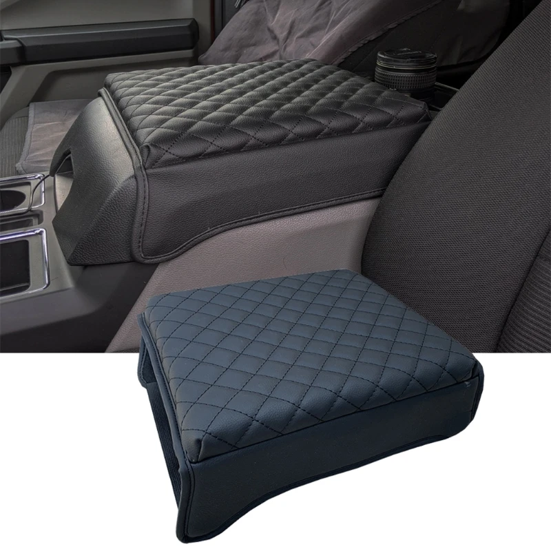 

P82B Auto Center Console Armrest Cushion Leather Cover for Ford F150 2015-2020