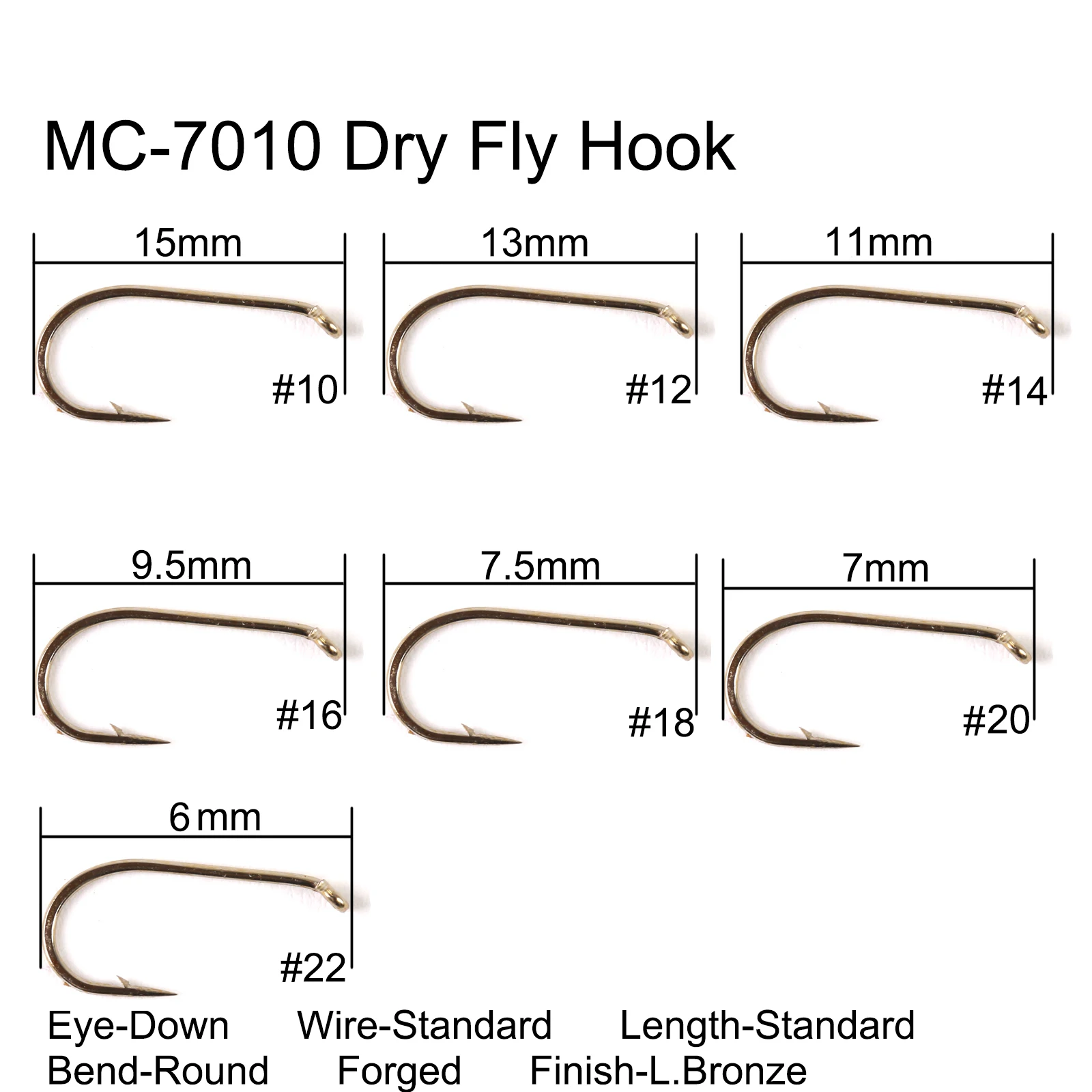 7010 Fly Hook Maximumcatch 100 шт. 4#-22# рыболовные крючки для рыбной ловли с колючей спинкой сухие и влажные и нимфа и креветки Caddis Pupa Стример Летать крючки - Цвет: 7010 Fly Hook