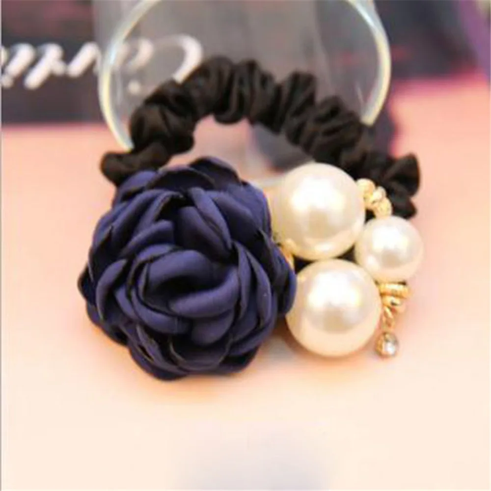 Korean Version Artificial Elegant Pearl Flower Accessories Women Fashion Elastic Hair Ropes Haaraccessoires |