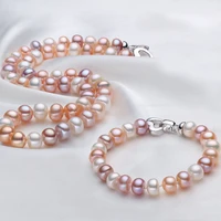 meibapj8 9mm natural freshwater pearl beads jewelry set with 925 sterling silver clasp womens birthday gift wedding jewelry