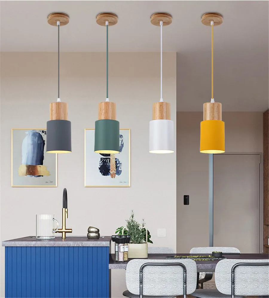 

Thrisdar Nordic Led подвесные светильники, современный деревянный подвесной светильник, макарон, алюминиевый подвесной светильник для спальни, сто...