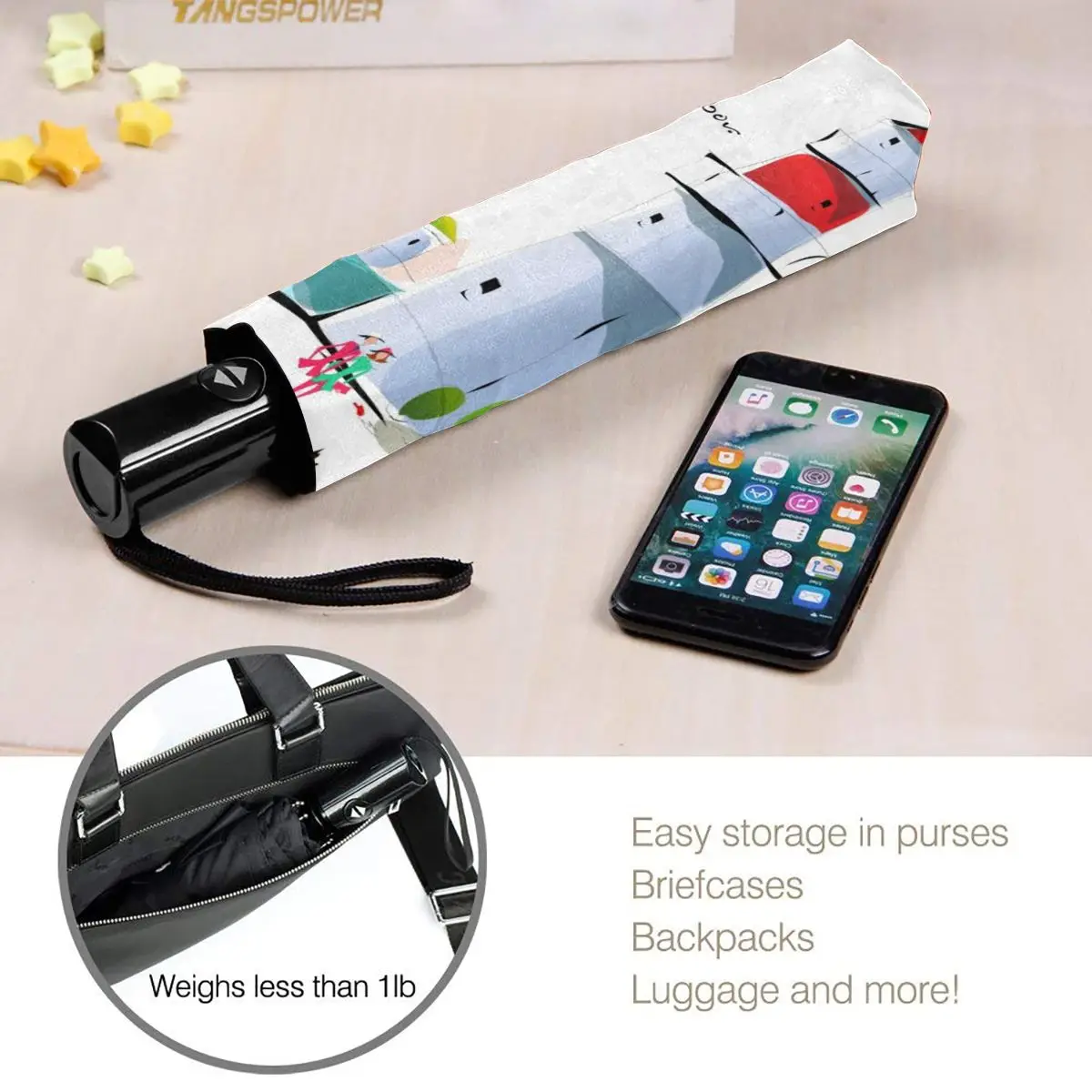 

Lighthouse Illustration Windproof Automatic Folding Inverted Umbrella Portable Paraguas for Man Woman