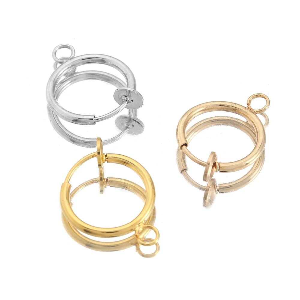 

6Pcs Stainless Steel Rose Gold Surgical Spring Clasps Hooks Fake Piercing Ear Clips Connectors For Diy Earrings Jewelry Making