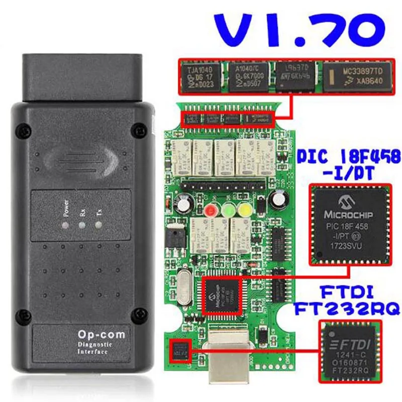 Автомобильный диагностический сканер OP COM для V1.70 OBD2 реальный PIC18f458 OPCOM