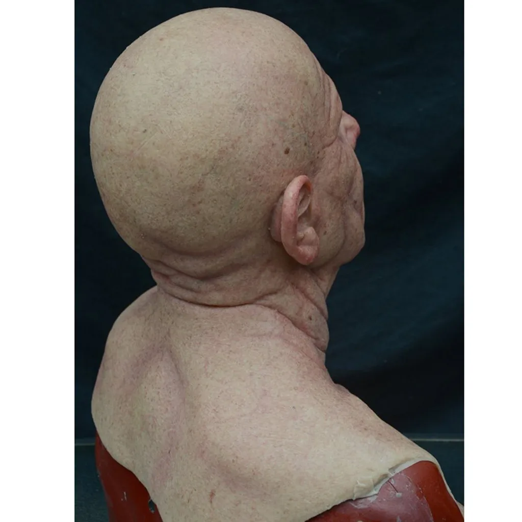 Парик маска для пожилых людей на Хэллоуин латексная лица страшный головной убор