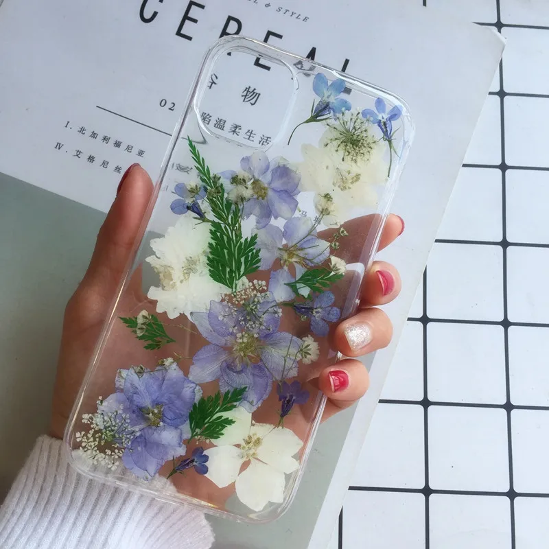 T15 Tfshining настоящий прессованный высушенный чехол с цветами для iphone 11 11pro max X XR Xs max 6 6s 7 8 plus, прозрачный чехол, блестящий девчачий чехол - Цвет: T15