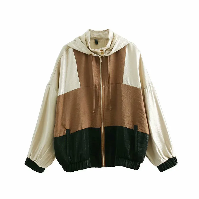 Sports suit female Hooded Jacket Patchwork Color Sweatshirt casual Drawstring Striped Jogging Pants 2021 spring new Tracksuits |
