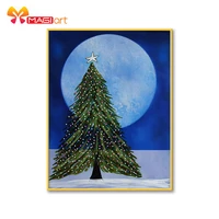 cross stitch kits embroidery needlework sets 11ct water soluble canvas patterns 14ct full christmas tree and moon ncmc089