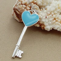 2019 new fashion 925 sterling silver heart of the sea key pendant necklaces for women men birthday gifts