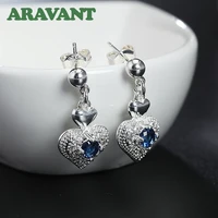 925 silver fashion heart amethyst earring for women wedding fashion party jewelry