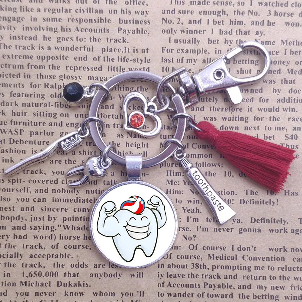 25 мм время подвеска с драгоценным камнем стоматолог Зуб Зубная щётка брелок